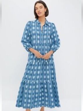 pomander place brown gingham seersucker zacara dress Pomander Place Brown Gingham Seersucker Zacara Dress Light Brown Gingham / XS